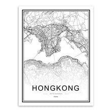 Load image into Gallery viewer, Black White Custom World City Map Paris London New York Posters Nordic Living Room Wall Art Pictures Home Decor Canvas Paintings