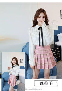 2022 Factory Directly Wholesale For Young Ladies Girls Plaid Mini Length Skirt A-Line Fashionable Hot Sale Sweet Cut Pleat Skirt