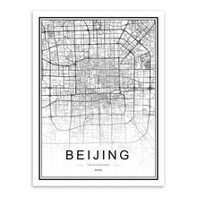 Load image into Gallery viewer, Black White Custom World City Map Paris London New York Posters Nordic Living Room Wall Art Pictures Home Decor Canvas Paintings
