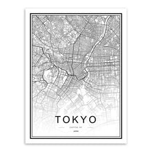 Load image into Gallery viewer, Black White Custom World City Map Paris London New York Posters Nordic Living Room Wall Art Pictures Home Decor Canvas Paintings
