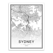 Load image into Gallery viewer, Black White Custom World City Map Paris London New York Posters Nordic Living Room Wall Art Pictures Home Decor Canvas Paintings
