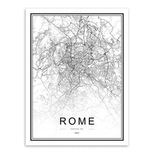 Load image into Gallery viewer, Black White Custom World City Map Paris London New York Posters Nordic Living Room Wall Art Pictures Home Decor Canvas Paintings
