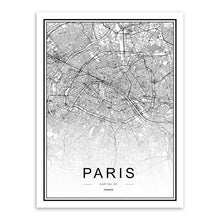 Load image into Gallery viewer, Black White Custom World City Map Paris London New York Posters Nordic Living Room Wall Art Pictures Home Decor Canvas Paintings
