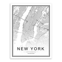 Load image into Gallery viewer, Black White Custom World City Map Paris London New York Posters Nordic Living Room Wall Art Pictures Home Decor Canvas Paintings
