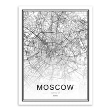 Load image into Gallery viewer, Black White Custom World City Map Paris London New York Posters Nordic Living Room Wall Art Pictures Home Decor Canvas Paintings
