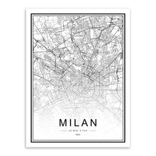 Load image into Gallery viewer, Black White Custom World City Map Paris London New York Posters Nordic Living Room Wall Art Pictures Home Decor Canvas Paintings
