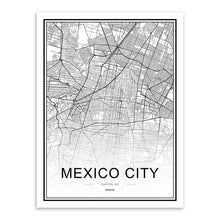 Load image into Gallery viewer, Black White Custom World City Map Paris London New York Posters Nordic Living Room Wall Art Pictures Home Decor Canvas Paintings
