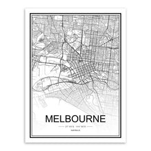 Load image into Gallery viewer, Black White Custom World City Map Paris London New York Posters Nordic Living Room Wall Art Pictures Home Decor Canvas Paintings
