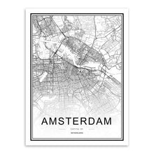 Load image into Gallery viewer, Black White Custom World City Map Paris London New York Posters Nordic Living Room Wall Art Pictures Home Decor Canvas Paintings
